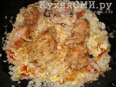 Рис с курицей, приготовленный в духовке