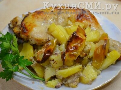 Куриные окорочка с картошкой и яблоками от Натали