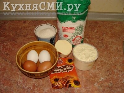 Ингредиенты для кекса из творога с изюмом